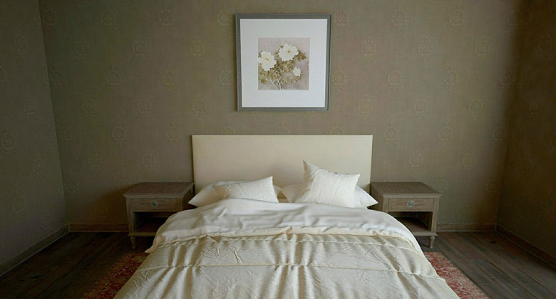 Krevet s uzglavljem na zidu